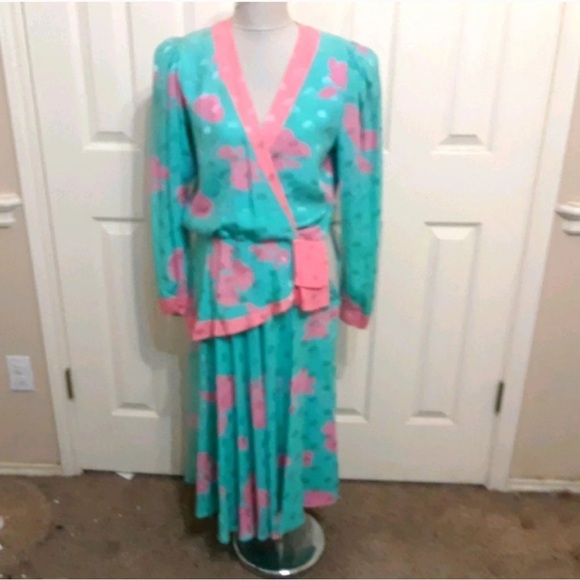 Floral Wrap Dress with Pink Accents - Picture 1 of 3